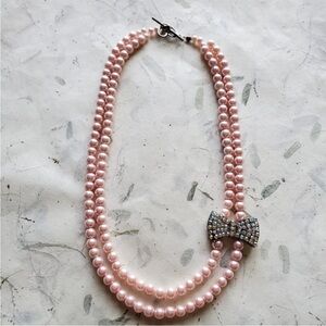 Girly Pink Pearls w/ Rhinestone Bow Focal 🎀